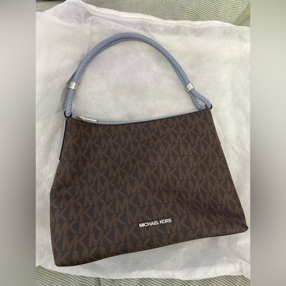Michael Kors Brown Blue Braided Strap Purse